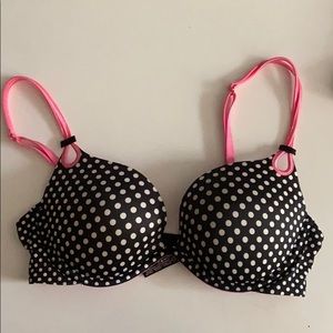 Black and white polka dot push up bra